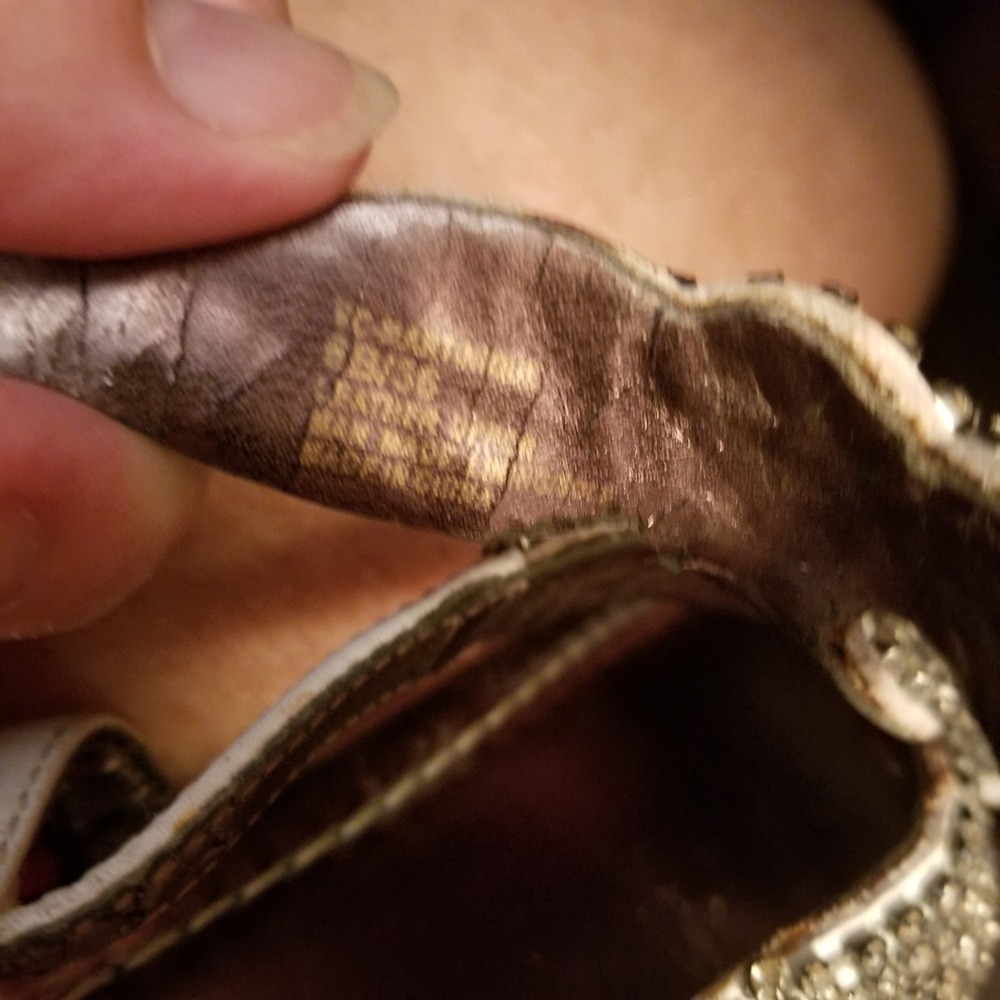 Vince Camuto Womens 6Rhinestone Embellished Thong Sandals White Ankle Strap Flat - Picture 5 of 7